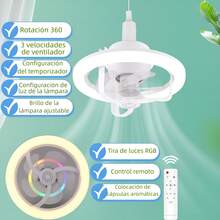 Ventiladores de Techo con Luces y Fragancia, Ventilador de Rotación de 360°,  Luminosidad Regulable y Múltiples Modos de Colores RGB, 3 Velocidad de Viento y Función de Apagado Temporizado. - Tipo de Enchufe A USA (110-127V) - Ver 11