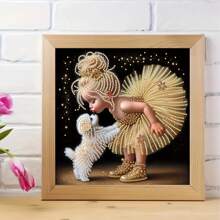 DIY Diamond Painting Kit - Cartoon Girl And Puppy, With Unique Shaped Diamonds, Perfect Decorative Gift Idea For Home, Living Room, Bedroom