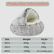 Pet Dog Cat Bed Round Plush Kitten Warm Sleeping Nest Bed Cat Cave House
