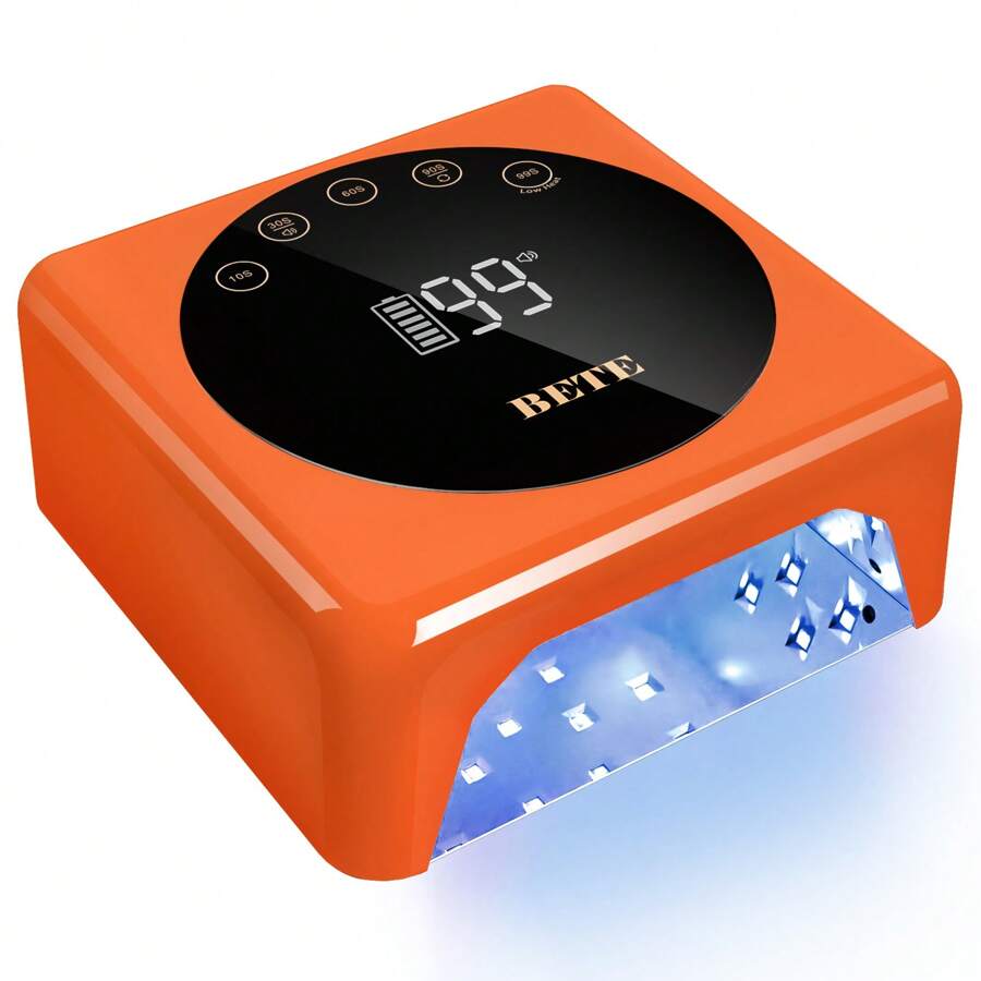 Lámpara de uñas LED inalámbrica profesional, lámpara UV recargable de 78 W, sensor infrarrojo inteligente y pantalla LCD, dispositivo de secado de esmalte de uñas, secador de uñas portátil para esmalte de gel con 5 temporizadores en blanco.