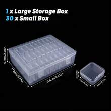Set de 30 piezas de 2.17 pulgadas Caja organizadora de joyas de plástico transparente - Ideal para cuentas, manualidades, almacenamiento de joyas - Solución de organización de artículos pequeños y regalo perfecto para ti, estudiantes, amigos, parejas - Cajas de almacenamiento de manualidades con cuentas, organización para viajes