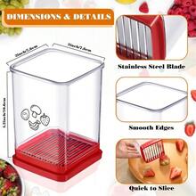 Meoky 1pc Speed Slicer Multi Functional Household Kitchen Fruit And Vegetable Quick Slicer With Pushing Board, Kitchen Small Tool - Red - View 3