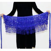 女士亮片闪亮肚皮舞臀巾，猴子造型闪光臀带裙腰带，适合派对服装，成人舞台肚皮舞腰链 - 彩色 - 查看 19