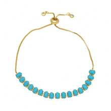 Pulseira oval com strass multicolorida de aço inoxidável banhado a 18K, elegante para festas, encontros e uso no escritório