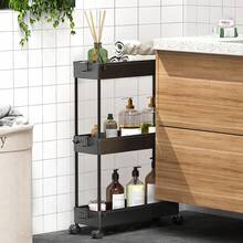 SPACEKEEPER Slim Rolling Storage Cart, 3 Tier Bathroom Storage Organizer Laundry Room Utility Cart Mobile Shelving Unit, Multi-Purpose For Kitchen Office Bathroom Laundry Narrow Places - 黑色 - 查看 5