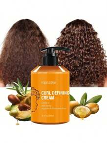 9.47 Oz Curl Defining Cream, Infused With Argan Oil, Moisturizing Leave-In Conditioner, Hydrating And Nourishing, Anti-Frizz, Enhances Elasticity, Moisturizing And Long-Lasting Styling, Suitable For Dry, Wavy, Curly And Other Hair Types, Castor Oil Curl Defining Cream, Makes Hair Look Shiny And Lustrous. Unisex