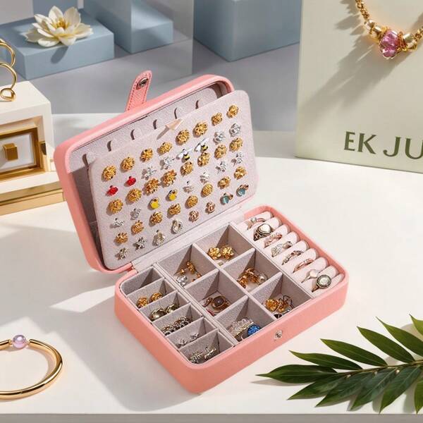 Multi Layer High-End Leather Multifunctional Jewelry Storage Box, Light Luxury Portable Anti Oxidation Travel Multi-Layer Large Capacity, Small Item Storage Box, Fashionable Portable Travel Jewelry Multifunctional Hidden Buckle Bracelet Ring Earring Jewelry Box, Suitable For Small Item Storage Of Home Travel Jewelry For Women Storage Organizer Travel Essentials Back To School Dormitory Storage