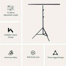 NEWKS T-Shape Backdrop Stand 6.5x4.9FT, Adjustable Background Stand Kit Sturdy Photo Green Screen Holder With 2 Spring Clamps & Carry Bag For Party, Photography, Video