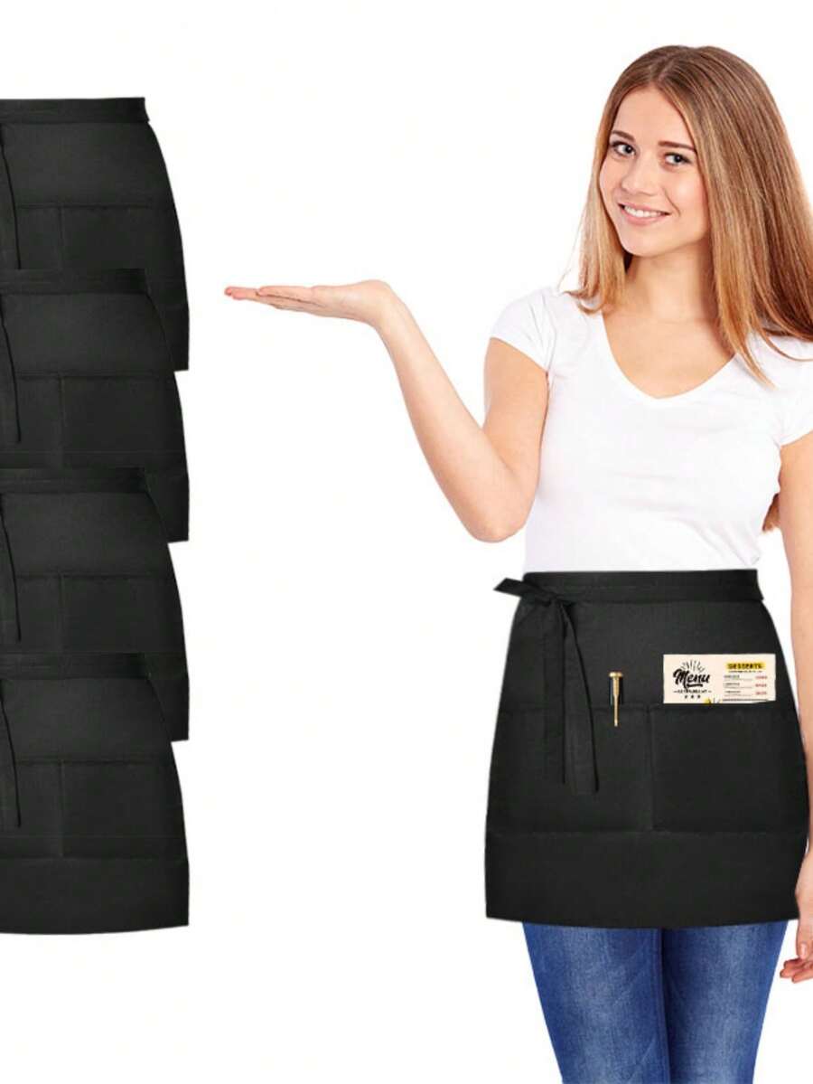 1pc Waist Apron With Pocket, Short Waist Apron For Bar Restaurant, Fashion And Practical Modern Minimalist Work Apron For Bar Restaurant Waiters - Multicolor - View 1