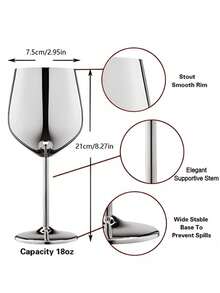 1pc Stainless Steel Gold Cups Goblets, Red Wine Glass Metal Goblets, Gold Copper And Silver High-End Champagne Glasses 500ml,For Wedding Banquet Western Restaurant And Other Special Goblet..