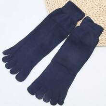 1 Par/3 Pares/5 Pares, Calcetines de cinco dedos para hombres de unicolor, calcetines de tubo medio con cinco dedos, calcetines de cinco dedos gruesos de unicolor para hombres en primavera y otoño, calcetines de negocios de cinco dedos con división de dedos, calcetines casuales al por mayor de cinco dedos, calcetines de cinco dedos transpirables - Multicolor - Ver 8