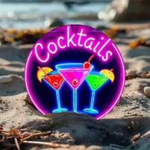 1pc 2D Flat Non-Illuminated Multicolor Neon Wall Art Theme 2D Circular Metal Signage, Suitable For Indoor And Outdoor Use, Metal Decoration, Easy To Hange, Waterproof, Fade Resistant, Heat & Cold Resistant, Perfect For Home, Garden, Bar, Cafe, Gym, Garage, Toilet, Mural. , Perfect For Room Decoration. Classics, Decorations, Gifts.