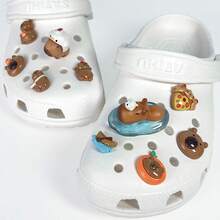 8pcs Cute Capybara Design Shoe Accessories - Adorable Capybaras Decor For Personalized Shoes - Khaki - View 6