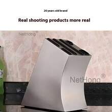NetHong 6 Slots Stainless Steel Knife Block Set Knives Organizer Holder Storage Rack New - Silver - View 9
