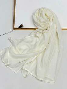 1件加大码柔软透气纯色包边头巾，莫代尔面料，适合搭配连衣裙