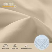Sheet Set, Luxury 1800TC Double Brushed Microfiber Bed Sheets Size Bed, Soft, Deep Pocket, Shrinkage And Fade Resistant, 4PC (), Holiday Bedding - Cream - 查看 2