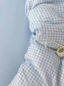 四件套（1件被套+1件床单+2件枕套）宿舍床上用品，柔软磨毛超细纤维，亲肤透气，360°防滑包裹，不含荧光增白剂，适合裸睡，保暖耐用，不易褪色，抗菌 - 心動藍 - 查看 8