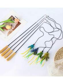 4 estilos de varitas de juguete para gatos con mango de madera ajustable, productos interactivos para mascotas, resistentes a rasguños y mordeduras