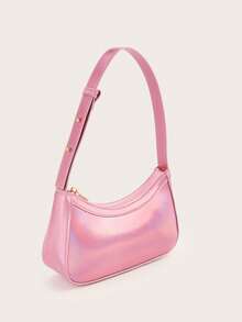 1 pieza Bolso de mano para niñas plateado brillante y reflectante - Rosa - Ver 2