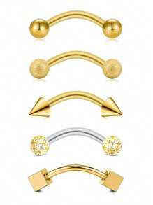 16g Eyebrow Rings Rook Earring Rook Piercing Jewelry Vertical Labret Lip Jewelry Pink Opal Stainless Steel Bridge Eyebrow Piercing Jewelry For Women Men Slivery Black Curved Barbell