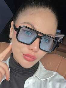 1 buc Ochelari de soare retro cu ramă pătrată pentru femei, accesorii de călătorie și plajă, blocare a culorilor, stil boho, pentru vacanță de vară la plajă, în aer liber, călătorii