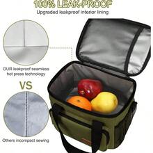 Local Shipping-Femuar Reusable Lunch Box For Men/Women - Insulated Lunch Bag Leakproof Lunchbox For Work Office Picnic Beach - Freezable Lunch Cooler Bag With Adjustable Shoulder Strap - Black - 9-Army green - 查看 3