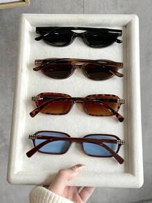 4副女士豹纹塑料多色几何小全框经典眼镜组合，适合驾驶、露营、日常生活、街拍、度假穿搭，时尚配饰，适合所有脸型