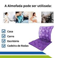 Almofada Assento Caixa de Ovo Quadrada Água com Encosto Inflável Anti Escaras Cod 102-0048 - Roxo - Visão 5