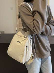 1pc Women's Backpack, Large Capacity Minimalist Fashion Sports Outdoor Backpack, Handbag, Shoulder Bag, Travel Bag, Mountaineering Backpack, Multi-Zipper Bag, Portable Multi-Function Casual Backpack, High-Grade Luggage, School Supplies, School Backpack, School Bag, Backpack For School, Back To School Backpack, School Bookbag, Backpack School, Lightweight, Suitable For Teen Girls Women College Students, Rookies & White-Collar Workers, Perfect For Back To School, First Day Of School, College