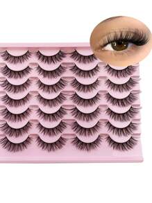 LIMEIKAI 14 Paar 14mm 3D Kunstmink Wimpern, natürliche flauschige Katzenaugen zarte Wimpernsets, geeignet für Partys, Bälle und weitere Anlässe