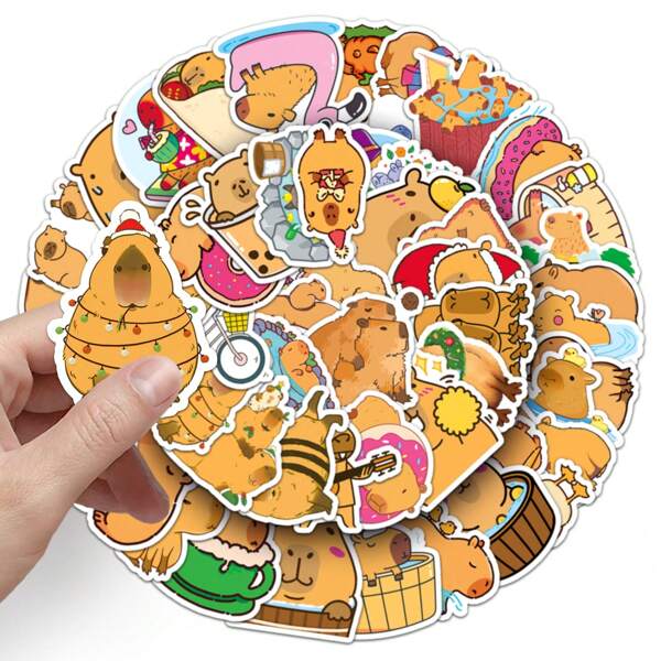 50pcs Capybara Personalized Cartoon DIY Stickers Suitable For Handheld Accounts, Phone Cases, Luggage Stickers,School Supplies,Back To School