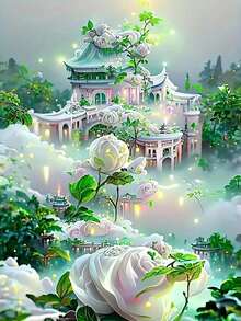 5D DIY Diamond Painting Kit - Castle Landscape Theme, Suitable For Beginners And Handicraft Enthusiasts, Round Diamond Acrylic Mosaic Art, Frameless Wall Decor, Applicable For Home, Bedroom And Office, Perfect Holiday Or Birthday Gift, Creative Full Diamond Cross-Stitch Craft - Multicolor - View 1