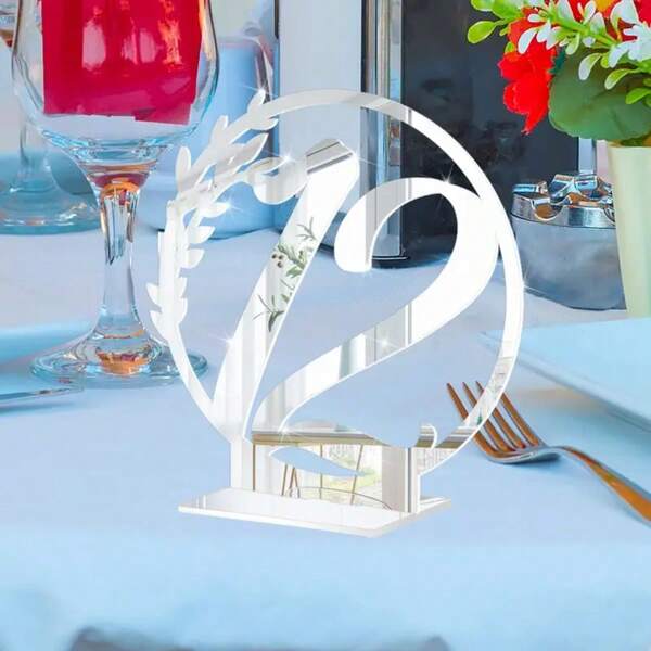 Acrylic Number Table Number Holders Stand Signs, Gold/Silver/Transparent, Suitable For Wedding Events Party Decor