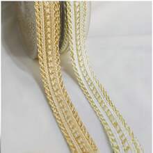 A Roll Of 1-Meter Polyester Double-Sided Diagonal Gold Bar, Middle Gold Ladder Woven Strap, Apricot Base/White Base/Black Base, Middle Eastern Long Robe Decorative Auxiliary Materials, Decorative Woven Inlaid Strap, Gold Wire Woven Strap, Arab Long Robe Clothing Auxiliary Materials, Long Robe Decoration, DIY Handmade Materials
