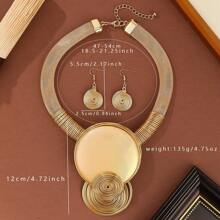 Bohemian Style Handmade Aluminum Wire & Resin Necklace Earring Set, Suitable For Casual, Holiday, Party Wear