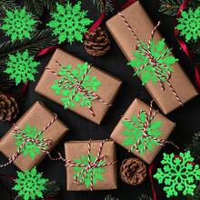 36 adornos de copos de nieve blancos de Navidad de plástico con diamantina para decoración de árbol de Navidad de invierno, varios tamaños, para manualidades - Verde - Ver 7