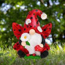 1 pièce Statue de gnome coccinelle en résine - Style élégant, décoration thématique de collection, convient à divers types de pièces, décoration de jardin et pelouse, pour Noël, Halloween, Thanksgiving, été, automne - Usage intérieur/extérieur