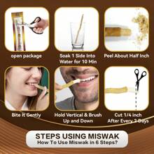 Premium Natural Branch Miswak Toothbrush Stick Travel & Daily Use Wooden + Organic Tree Branch Bamboo Handle Toothbrush Gift