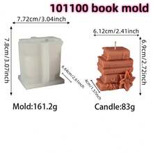 Stampo in silicone per candele a forma di libro 3D, stile artistico, per stampi in gesso, resina epossidica, decorazioni da libreria, forniture per la realizzazione di decorazioni da studio - Bianco - Visualizzare 10