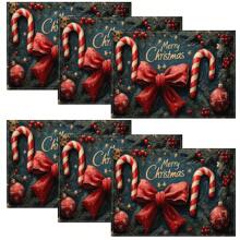 4/6 Stücke Weihnachtsbaum Tischsets, mit roten, weißen und karierten Mustern, robustes Material, geeignet für Küche, Esszimmer, Innen-/Außen Feiertagsdekoration, Thanksgiving und Weihnachten