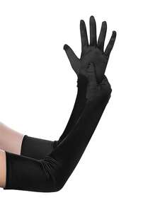 Un par de guantes largos de ópera, elaborados en satén y que se remontan a la década de 1920, sirven como accesorios elegantes para eventos de disfraces, vestimenta formal de noche y fiestas temáticas, incluidos los encuentros de juego de roles y las celebraciones de bodas. Halloween