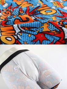 10 Random Pack Men's Boxer Briefs, Christmas Style, Santa Claus And Gingerbread Man Prints, Graffiti Pattern, Comfortable Everyday Men's Underwear,Christmas Surprise Gift