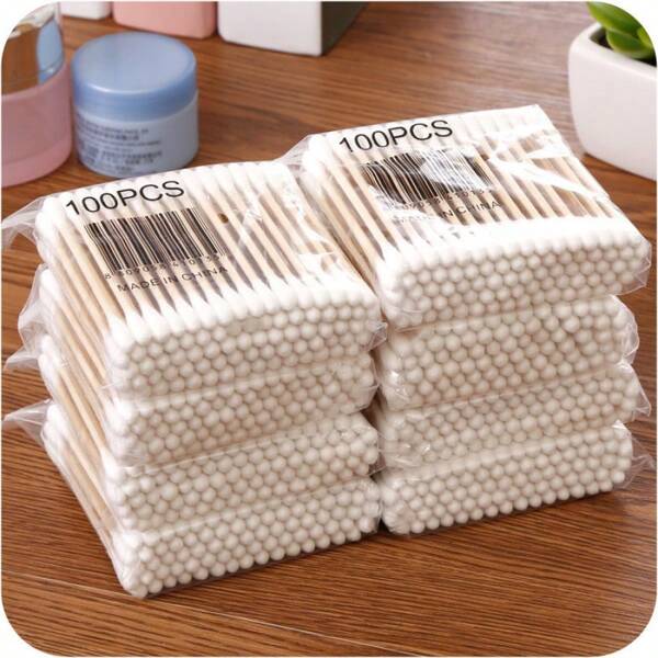 100pcs,Cleaning And Hygiene Cotton Swabs, Disposable Double Headed Cotton Swabs, Makeup And Grooming Tools, Ear Cleaning Tools, Pet Cleaning Tools
