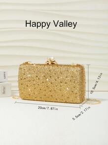1pc Sparkling Rhinestone Women's Evening Clutch Bag, Elegant & Exquisite Rhinestone Alluring Handbag With Metal Chain, Suitable For Party, Romantic Wedding, Prom, Banquet, Birthday Gift, Valentine's Day Gift.