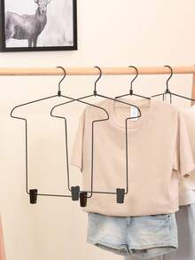 4 件套金属黑色专业衣架，豪华服装收纳架，适用于礼服、西装 - 黑色 - 查看 1
