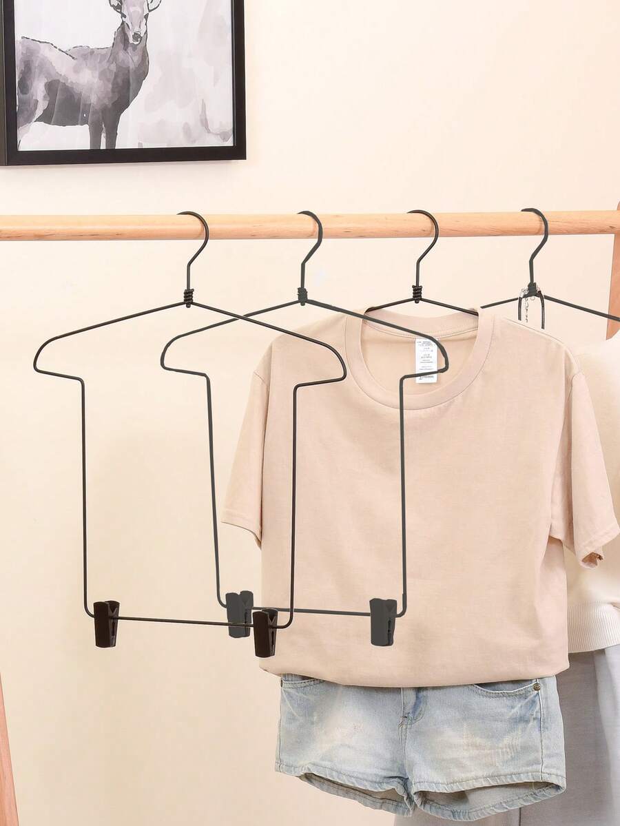 4 件套金属黑色专业衣架,豪华服装收纳架,适用于礼服、西装 - 黑色 - 查看 1