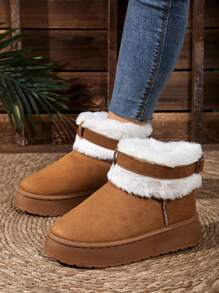 Nuevas botas de nieve con suela engrosada, cierre con hebilla y calientitas para el invierno, tallas 36-42