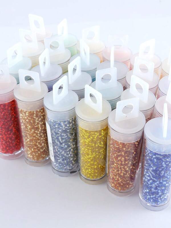 GO2CJBEADS 10 جرام متعدد الألوان حبيبات زجاجية دائرية بقطر 2 مم بخط فضي للاستخدام في صناعة الأساور DIY