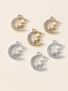 10 piezas/paquete Accesorio creativo con colgante de luna hueca y conejo, collar y llavero DIY