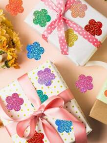 1000 piezas/500 piezas Rollo de pegatinas con flores láser de 4 estaciones para niños - 8 pegatinas autoadhesivas con formas de flores de colores, con patrones de paletas de hielo y rosas, de material PET, muy adecuadas para sobres, diarios, decoración de cumpleaños, bodas y fiestas, etiquetas adhesivas con diseños de dibujos animados láser, etiquetas decorativas para papelería de oficina, pegatinas de sellado